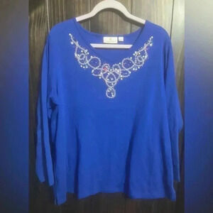 Quacker Factory Rhinestone Embellished Top. Size: 2XL